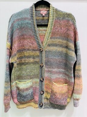 Show Me Your MuMu Pastel Multicolor Striped Button Cardigan